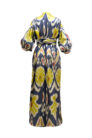 Silk Ikat Kaftan Dress with Sash IK633