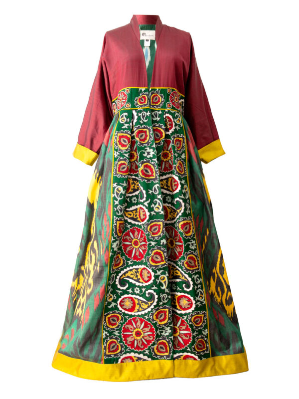Luxury Ikat Robe with Suzani Embroidery / IK661