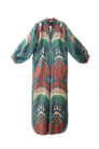 Silk Ikat Kaftan Dress with Sash IK621