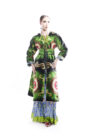 Bottle Green Silk Ikat Velvet Robe