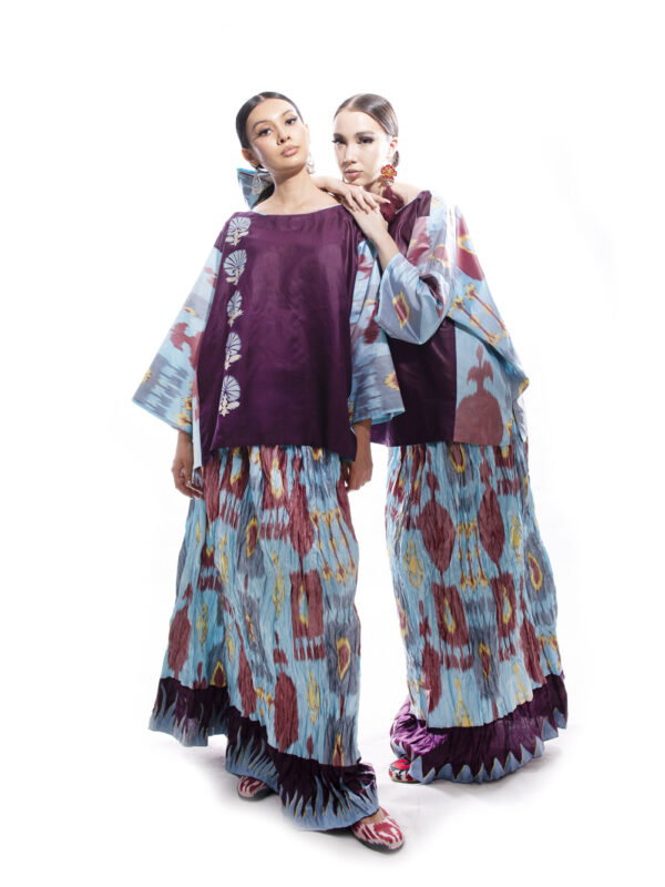 Sky blue Silk Ikat Skirt