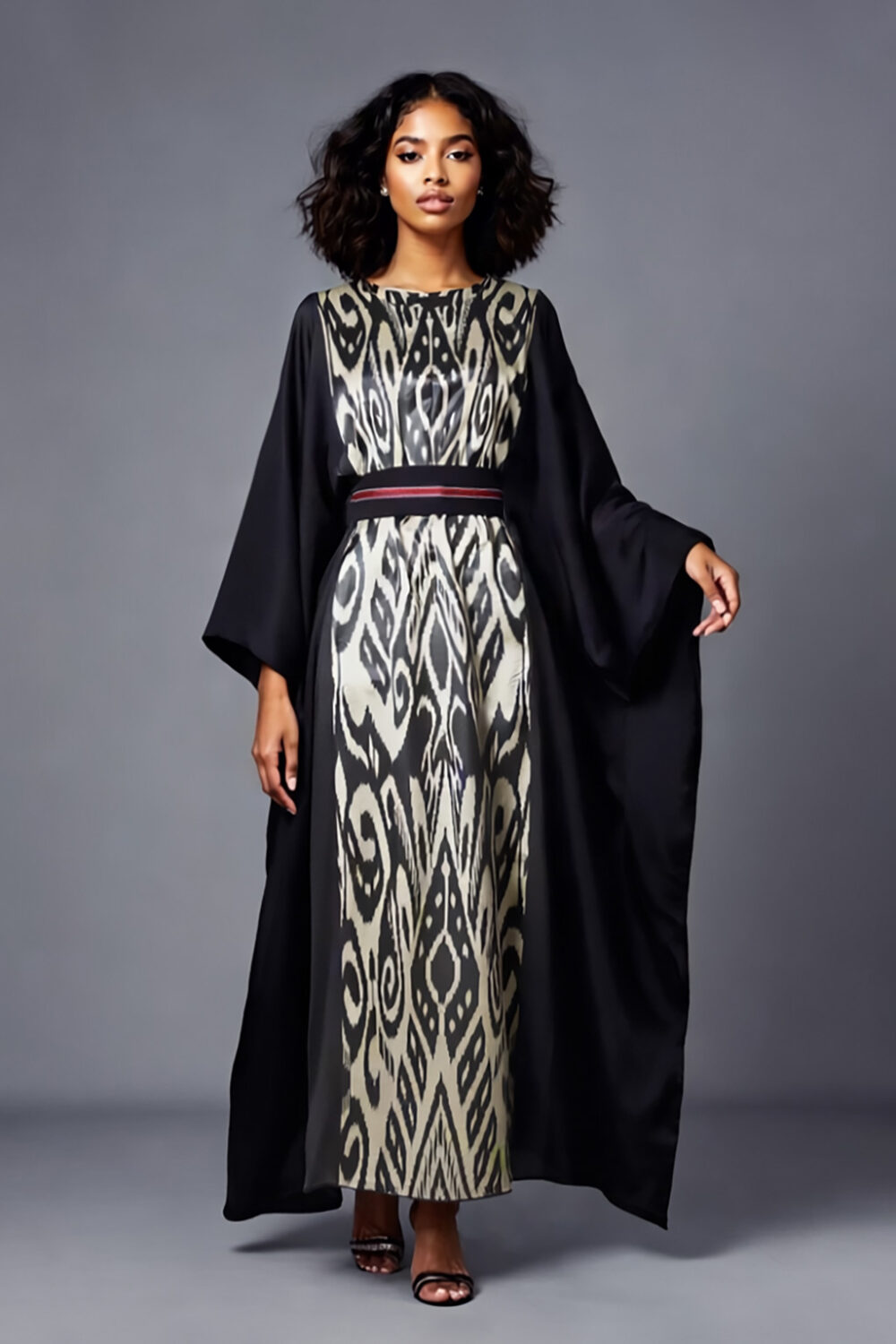 Silk Ikat Kaftan Dress