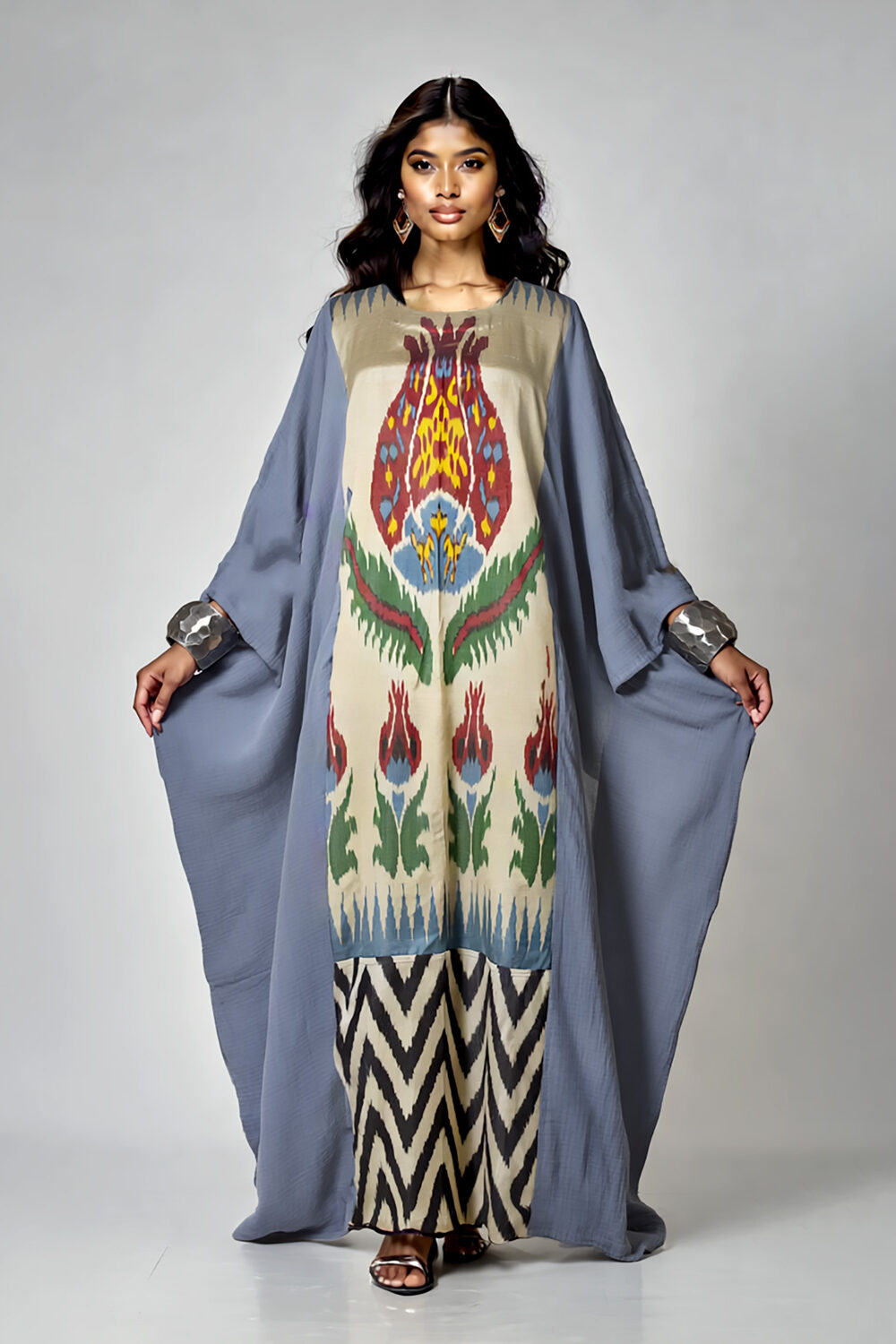 Long Ikat Kaftan Dress