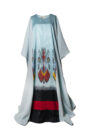 Aqua Blue Silk Ikat Kaftan Dress