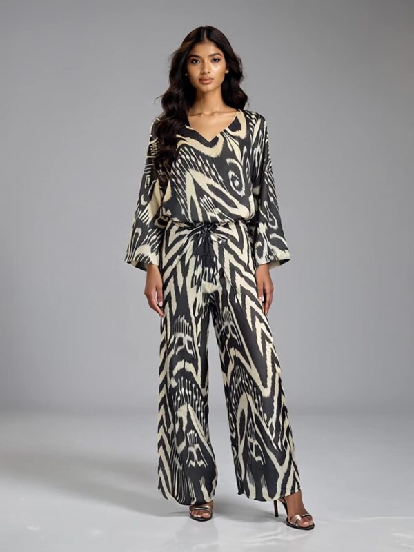 Silk Ikat V- Neck Top