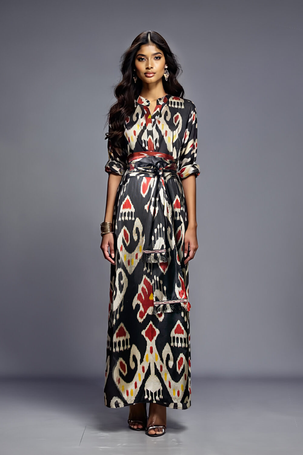 Silk Ikat Kaftan Dress