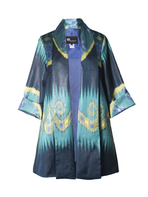 Silk Ikat Shawl Collar Jacket