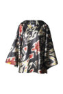 Asymmetric cut silk ikat top