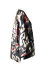 Asymmetric cut silk ikat top