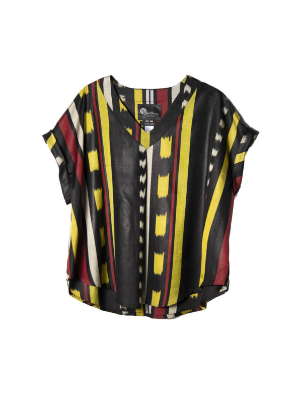 Black Silk Ikat Top
